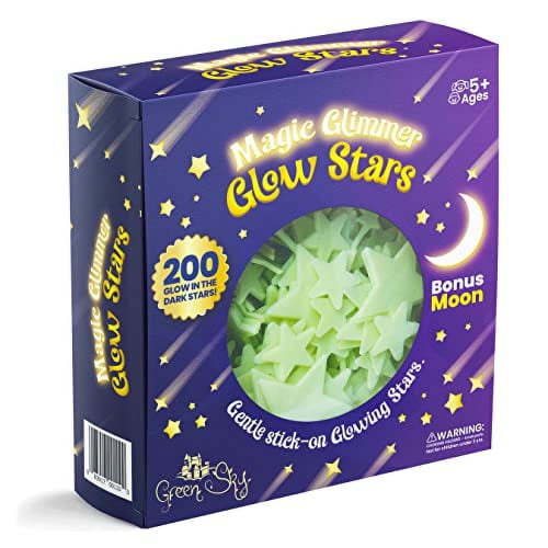 Green Sky Glow in the Dark Stars for Ceiling – 200-Piece Kids Room Decor Set