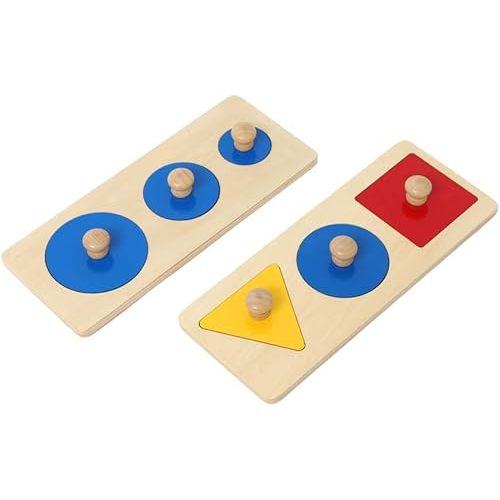 Montessori Multiple Shape Puzzle/Single Shape Puzzle First Puzzle for Toddler Jumbo Knob Wooden Puzzle Geometry Shape Puzzle Preschool Learning Material Shape & Color Sorter (Multiple Shape Puzzles)