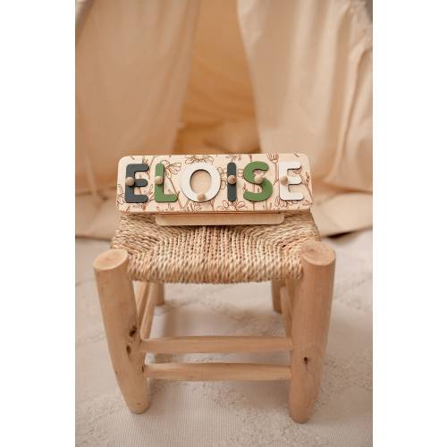 Name Puzzle, Christmas Personalized Gift for Baby and Toddler, Patterned Flower Puzzle, Natural Wooden Puzzle, First Birthday Gift