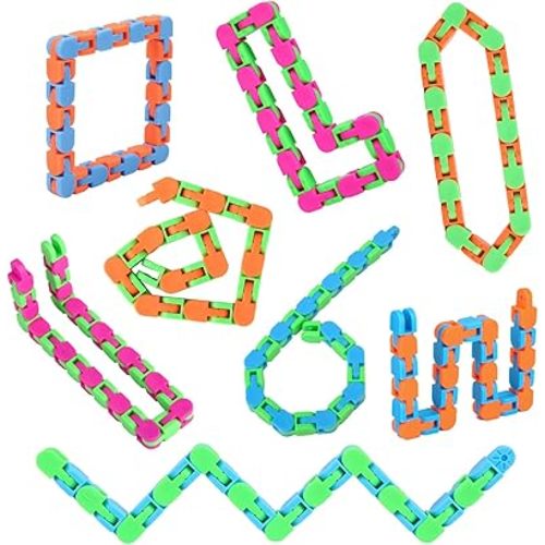 8Pcs Easter Basket Stuffers Fidgets Wacky Tracks Fidget Toys for Kids Classroom Students Gifts School Prizes Sensory Autism Snap Click Snake Adults Stress Relief