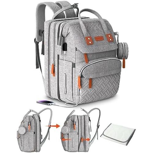 Extra Large Diaper Bag Backpack, Multifunctional Diaper Bag, Expandable Diaper Bag, Baby Bag, UG Grey
