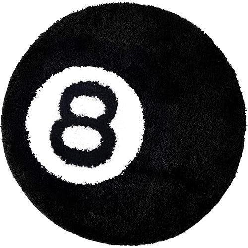 8 Ball Rug - 32 inch Black Round Carpet Billiard Pool 8 Ball Carpet, Non-Slip Flocking Floor Bath Mat for Living Room Decor, Alt Room Decor Soft Y2K Rug Hypebeast Doormat for Bedroom