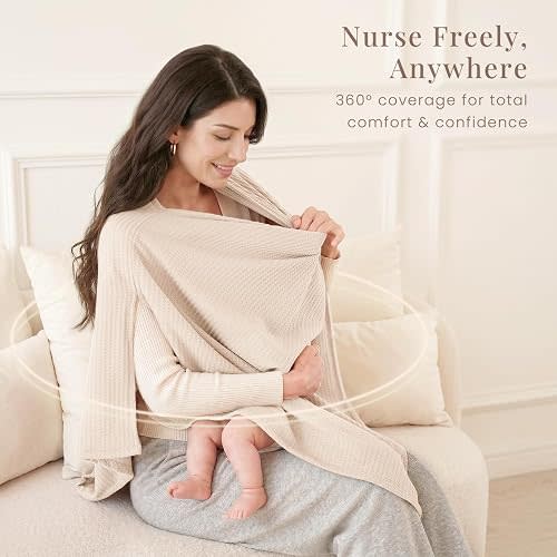 Konssy Nursing Cover for Breastfeeding, Soft & Breathable Privacy Poncho