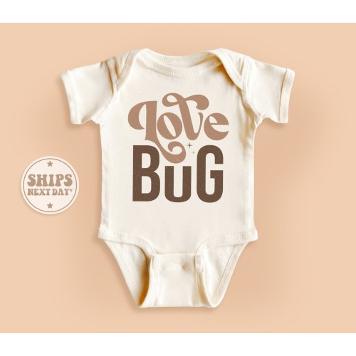 Vintage Love Bug Onesie®, Love Bug Baby Bodysuit, Valentine's Day Bodysuit, Cute Natural Baby Onesie®, Little Ladybug Bodysuit #TLC00054