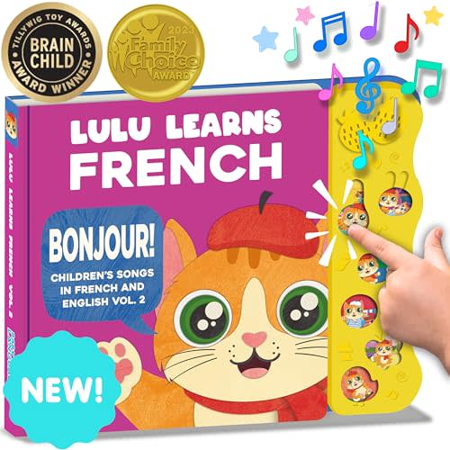 Lulu Learns French Vol. 2 | Musical Baby Book in French, French Baby Books, French Baby Toys & Bilingual Toys French, French Books for Toddlers 1-3, Kids, Children, Girls, Boys & Babies