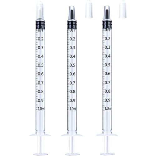 1ml Syringe for Liquid, Oral, Scientific Labs, Measurement, Dispensing, with Cap- 3 Pack 1ml Syringes