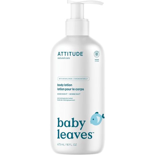 ATTITUDE Good Night Baby Lotion, 16 Fl Oz | EWG Verified Moisturizer, Dermatologically Tested Moisturizing Cream, Vegan and Cruelty-Free