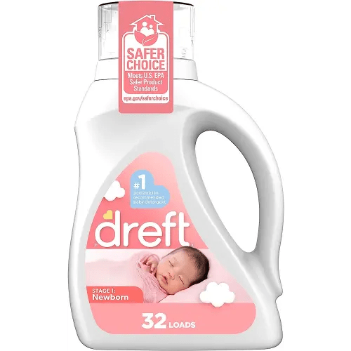 Dreft Stage 1 Newborn Baby Liquid Laundry Detergent, Gentle on Sensitive Skin, HE Compatible, 32 loads