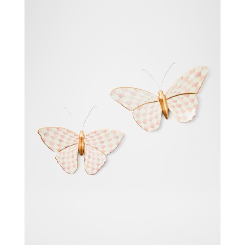 Rosy Check Wall Decor Butterflies, Set of 2