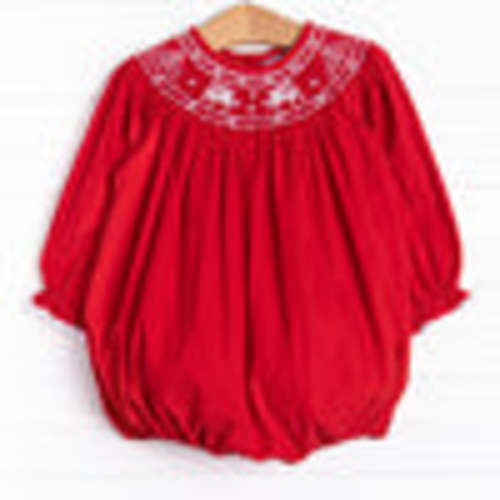 Prancer and Dancer Smocked Bubble, Red – Stitchy Fish