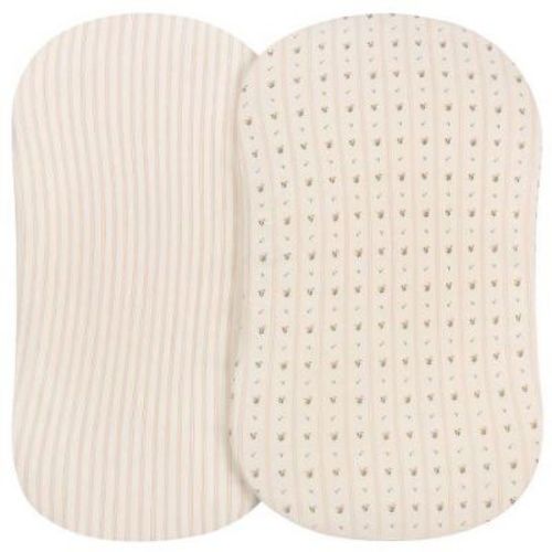 Bassinet Sheet - Mauve Tulips & Stripes Bassinet Sheet - Mauve Tulips & Stripes