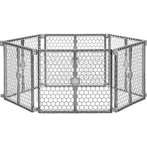 Regalo Safety 192" Super Wide Baby Gate & Play Yard, 2-in-1 Adjustable Playpen for Babies, Toddlers & Pets, Includes Wall Mount Kit, Plastic, Gray