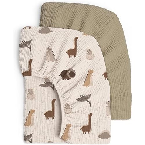 Lulu moon Muslin Crib Sheets - Fitted Crib Mattress Sheets for Boys and Girl - 28"x 52", 2 Pack