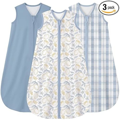 Yoofoss Baby Sleep Sack 0-6 Months Wearable Blanket for Babies 100% Organic Cotton 2-Way Zipper TOG 0.5 Toddler Sleeping Sack 3 Pack, Comfy Lightweight Sleep Sacks