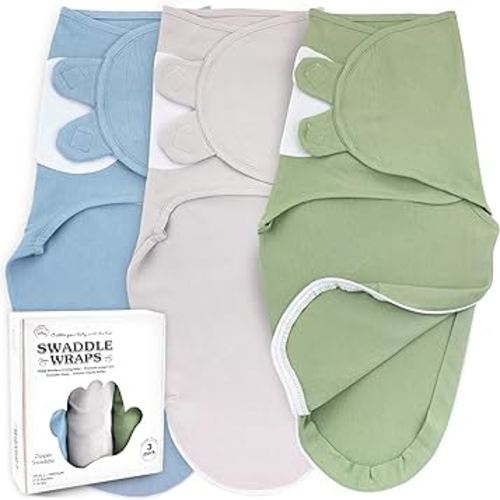 Baby Swaddle Wrap, Easy Change Baby Zipper Blanket Swaddles, 3-Pack Newborn Swaddle Sack, Baby Swaddles Sleep Sack 0-3 Months, Swaddles for Newborns, Nursery Swaddling Blankets