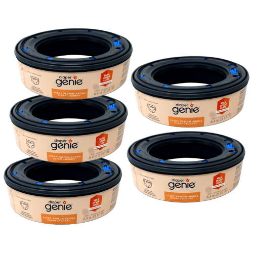 (5 pack) Diaper Genie Refill, Clean Laundry Scent, Max Odor Lock, 6.4m (21 ft), Holds Up to 270 Newborn Diapers