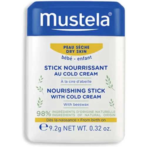 Mustela Baby Nourishing Stick - Lip & Face Moisturizer for Dry Skin - with Natural Avocado, Cold Cream & Beeswax - 0.32 oz. - Packaging may vary