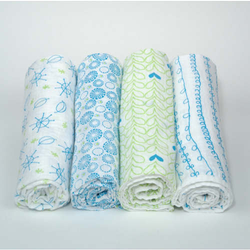 Organic Cotton Muslin Swaddle Blanket (Set of 4)