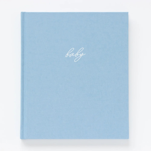 Linen Baby Book - Blue