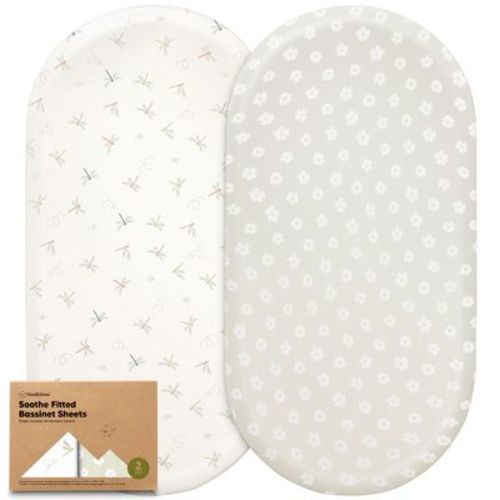 KeaBabies Organic Bassinet Sheet for Baby Girls, Boys, 2-Pack Soothe Bassinet Fitted Sheets, Bedside Bassinet Mattress Sheet (Meadow)