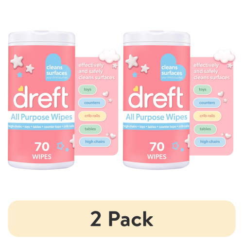 (2 pack) Dreft All Purpose Cleaning Wipes Baby Essentials, Surface Cleaning Supplies, 70 Count