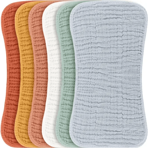 Konssy Muslin Baby Burp Cloths Sets for Unisex- 6 Pack Large 100% Cotton Burping Clothes for Newborn,Baby Girls and Boys