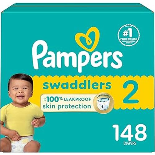 Pampers Baby Diapers - Swaddlers - Size 2, 148 Count, Ultra Absorbent Disposable Infant Diaper