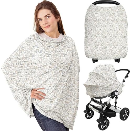 Car Seat Covers for Babies - Nursing Covers for Breastfeeding, Baby Car Seat Canopy for Girls, Boys, Nursing Essentials for Breastfeeding Women, Infant Stroller Privacy Protection (Prairie)