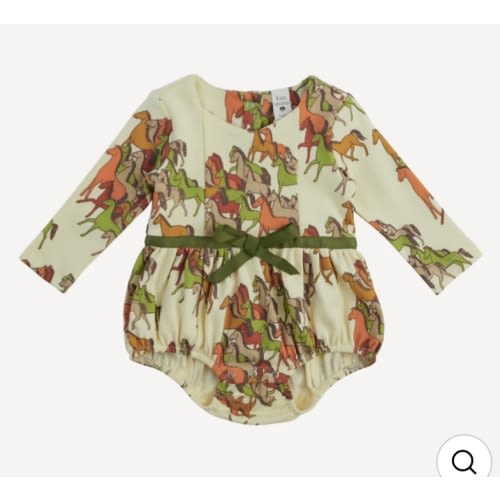 long sleeve skinny bow bubble | horse party | organic cotton interlock