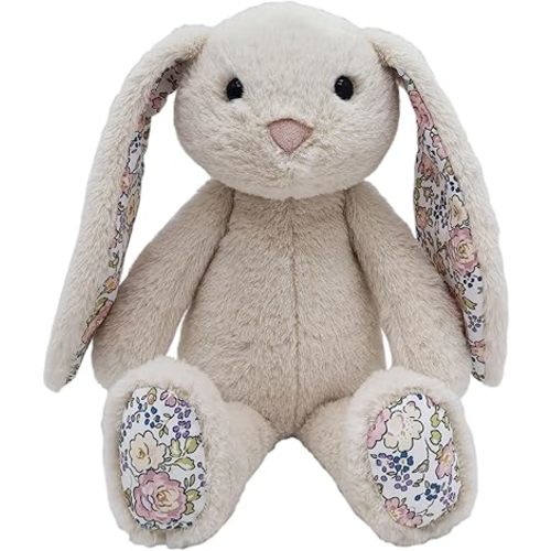 Easter Bunny Stuffed Animals with Cotton,Safe Material Soft Washable Stuffed Bunny,Cute Plush Toy Rabbit Easter Decoration Birthday Gift for Boys and Girls, Crushed Flower,9"