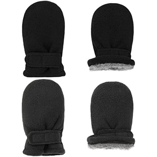 Toddler Mittens Baby Boy Girls Winter Warm Mittens Kids Easy-On Sherpa Fleece Lined Mittens Snow Infant Gloves 2 Pairs