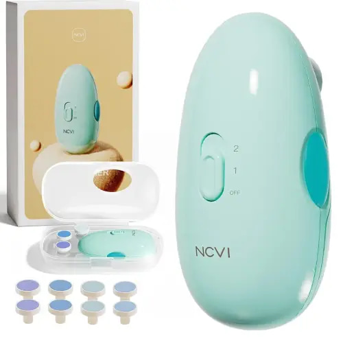 NCVI Baby Nail Trimmer Electric, Baby Nail File, Safe Baby Nail Clippers, Trim and Polish Set for Newborn Baby Infant Toddler Kids, Fingernails Care, Grooming & Manicure kit, 8 Grinding Heads, Blue