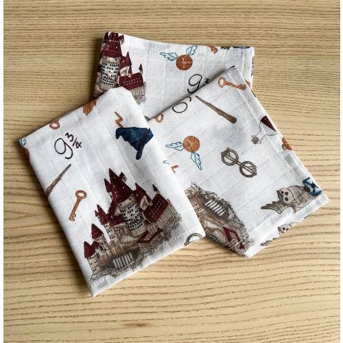 Wizarding School Muslin Squares | 100% Organic Cotton Unisex Muslin Cloth | Super Soft Muslin