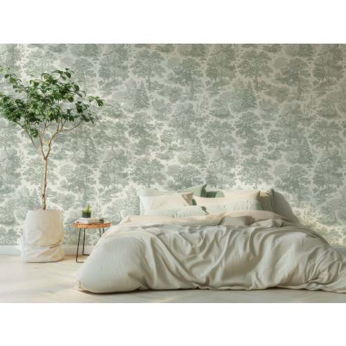 Willow - Vintage Etched Forest Trees Wallpaper