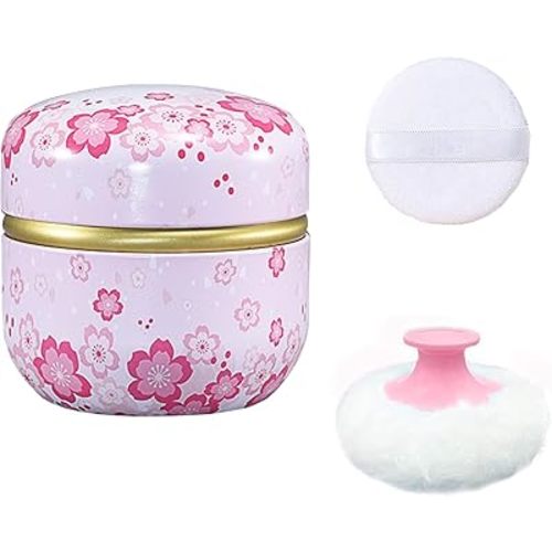 Body Powder Puff and Container for Dusting Powder, Women Powder Puff and Powder Case for Bath and Travel (Light Pink)
