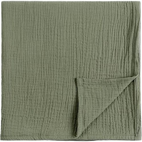 Meracorallo Muslin Swaddle Blanket, 100% Organic Cotton Receiving Blanket Soft and Breathable Swaddle Wrap for Baby Boys and Girls, Olive Green