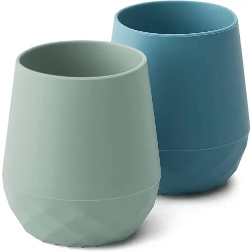 Silicone Baby Cups for 6-12 Months Infants - Tiny Open Cups - Training Cups for Baby Led Weaning - Set of 2 Drinking Cups