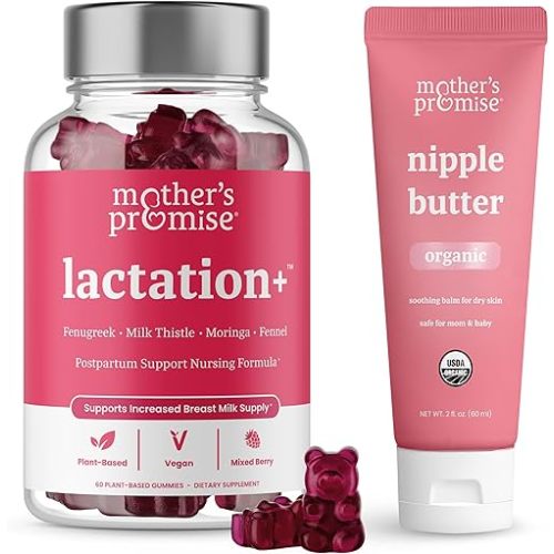 Mother's Promise Organic Nipple Butter & Lacation Gummies Bundle