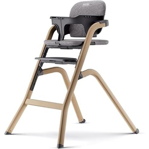 HARPPA Caspio High Chair, Baby High Chair with Removable Tray and Cushion, 6-Level Adjustable Seat & Footrest, All-in-One High Chair for Babies & Toddlers or as a Dining Chair, Woodgrain Gray