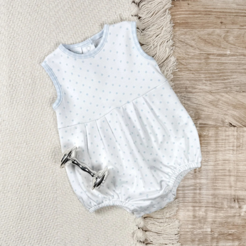 Gingham Dots Sleeveless Bubble in Light Blue – Magnolia Baby