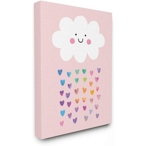 Stupell Industries Raining Rainbow Hearts with Happy Cloud, Designed by Seven Trees Design Wall Art, 16 x 20, Canvas