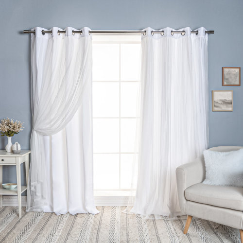Lark Manor™ Fortuna Brockham Solid Tulle Overlay Room Darkening Grommet Curtain Panels & Reviews | Wayfair