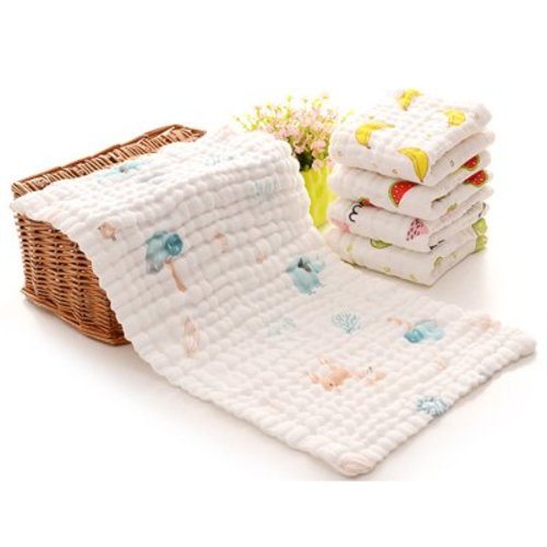 Herrnalise Newborn Baby Cartoon Printing Water Wash Cotton Face Wash Towel Saliva Towel
