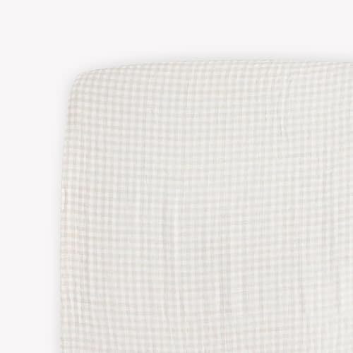 Little Unicorn Premium Crib Sheet | Breathable & Super-Soft Muslin Fabric (Tan Gingham)