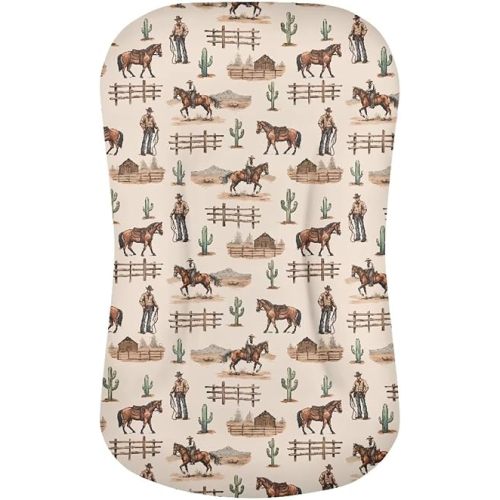 ZOUTAIRONG Trendy Western Cowboy Bassinet Sheets Boy Crib Sheets Ultra Soft Breathable Material Stretchy Fitted Crib Sheets Oval Bassinet Sheets Baby Delight Bassinet Sheets
