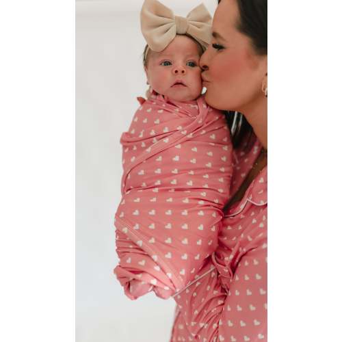 Infant Swaddle in Pink Hearts