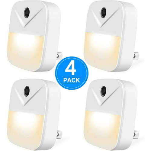 delpattern 4 Pack LED Plug In Night Lights With Light Sensors, Automatic Wall Light, Warm Light