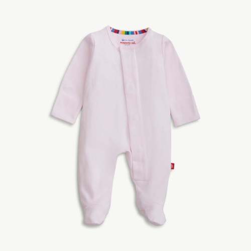 soft petal pink organic cotton magnetic parent favorite footie – Magnetic Me