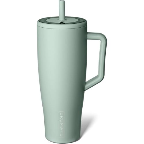 BrüMate Era 40 oz Tumbler with Handle and Straw | 100% Leakproof Insulated Tumbler with Lid and Straw | Made of Stainless Steel | Cup Holder Friendly Base | 40oz (Sage)