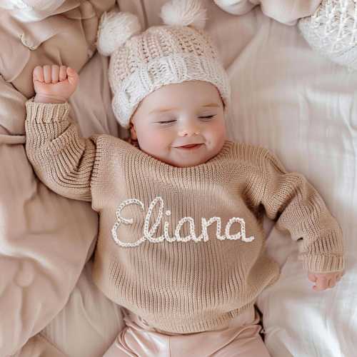 Personalized Name Baby Sweater/Custom Hand embroidered Baby Knit Sweater/ Baby Girls Sweater With Name/ Gift for Newborn